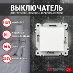 Выключатель без рамки одноклавишный, белый