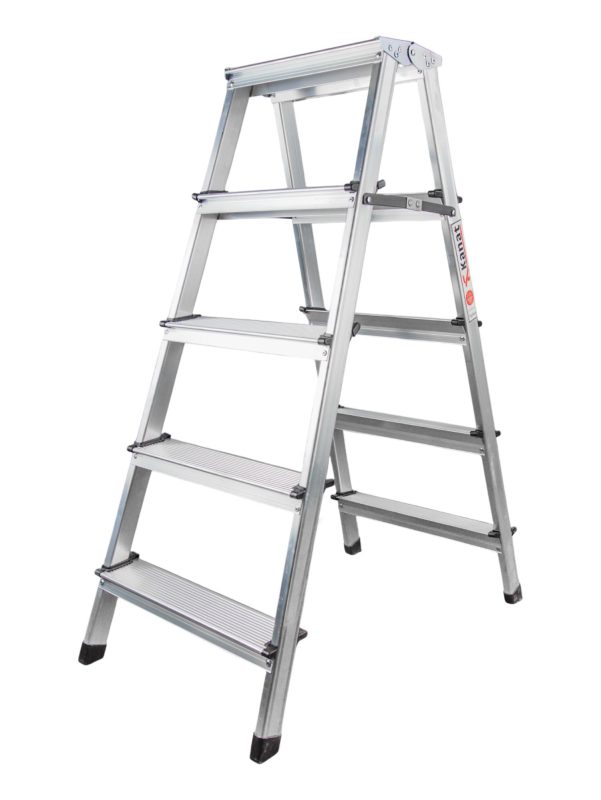 Стремянка Канат алюминиевая, двухсторонняя, 5 ступеней, 2, 66 метров max