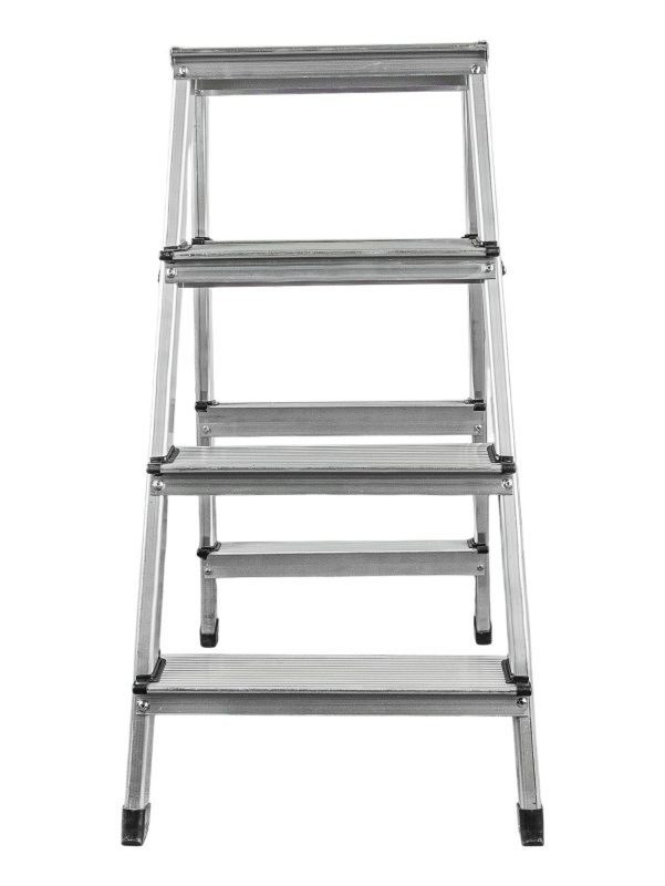 Стремянка Канат алюминиевая, двухсторонняя, 4 ступеней, 2,42 метров max