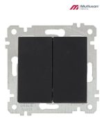 Выключатель без рамки двухклавишный, чёрный